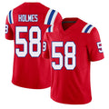New England #58 Holmes Player Football V Neck Short Sleeve Red Jersey Xavier For Men Youth Women Gift