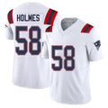 New England #58 Holmes Player Football V Neck Short Sleeve White Jersey Xavier For Men Youth Women Gift