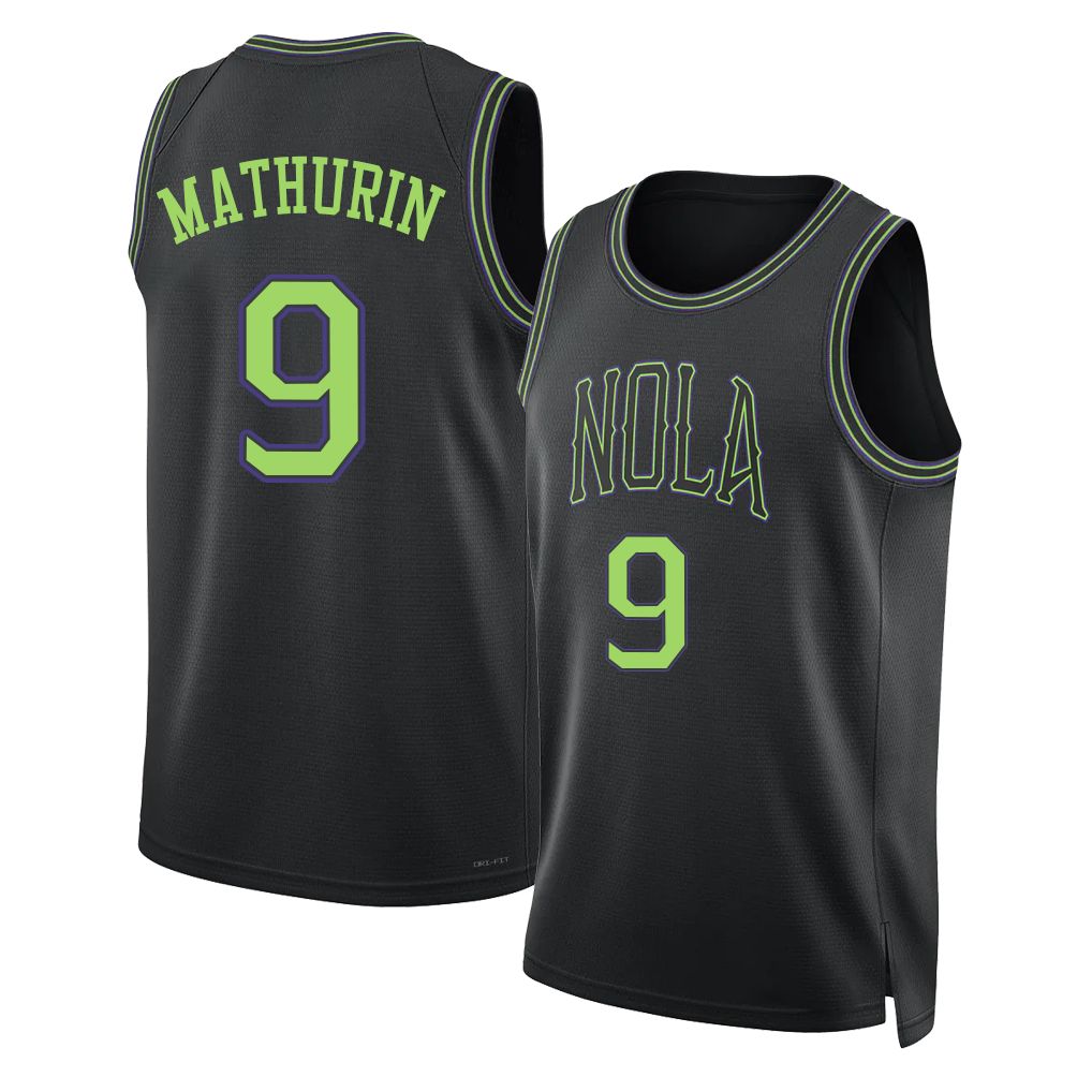 New Orleans #9 Mathurin Player Basketball Sleeveless Black Jersey Bennedict For Adult Youth