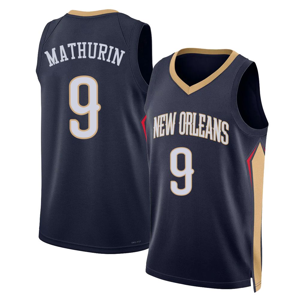 New Orleans #9 Mathurin Player Basketball Sleeveless Navy Jersey Bennedict For Adult Youth