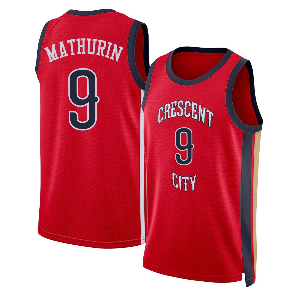 New Orleans #9 Mathurin Player Basketball Sleeveless Red Jersey Bennedict For Adult Youth