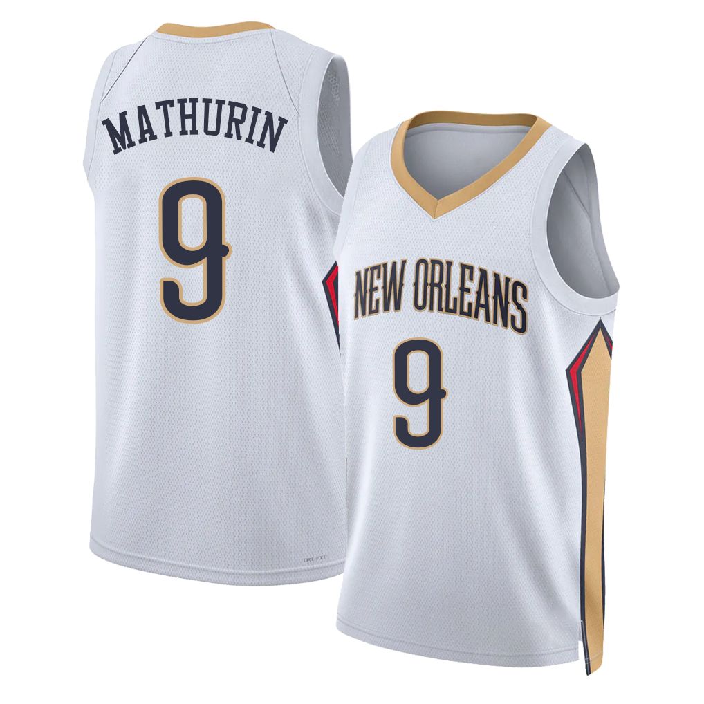 New Orleans #9 Mathurin Player Basketball Sleeveless White Jersey Bennedict For Adult Youth