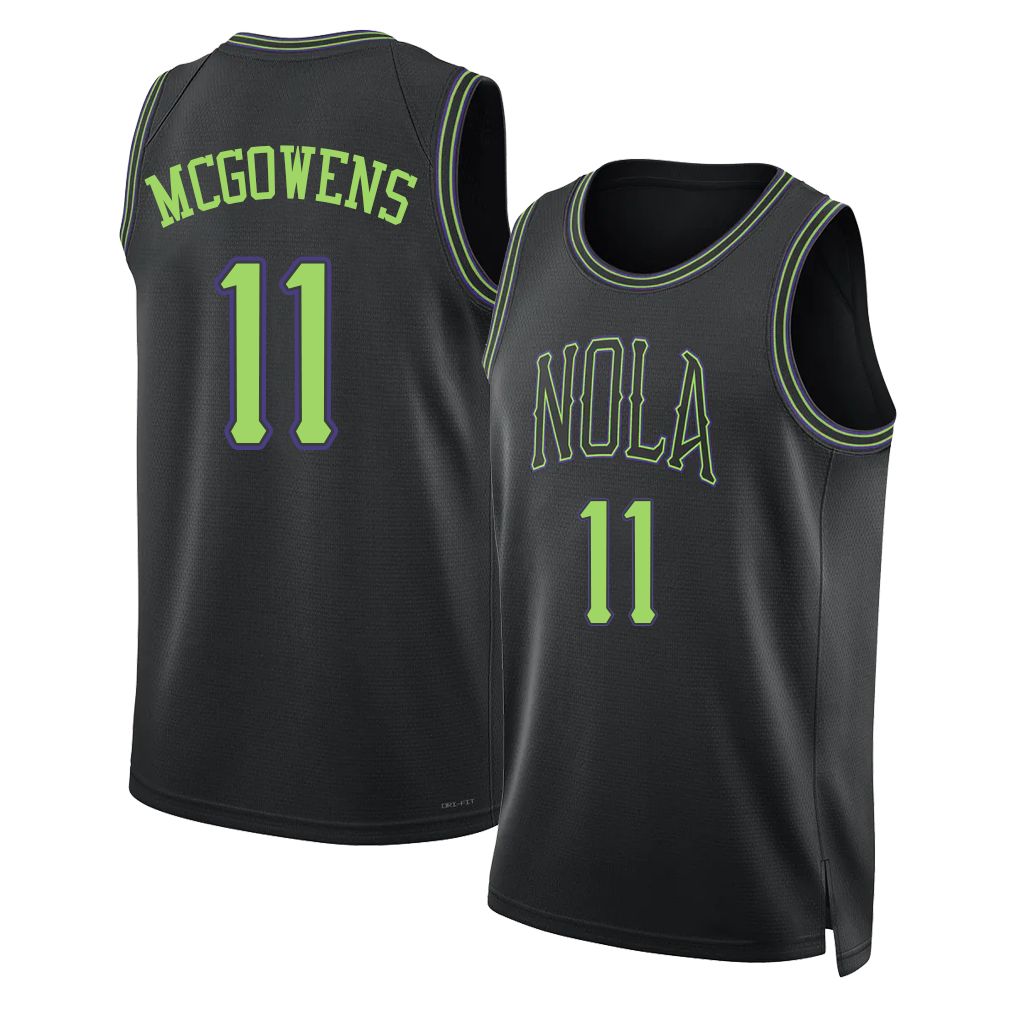 New Orleans #11 McGowens Player Basketball Sleeveless Black Jersey Bryce For Adult Youth