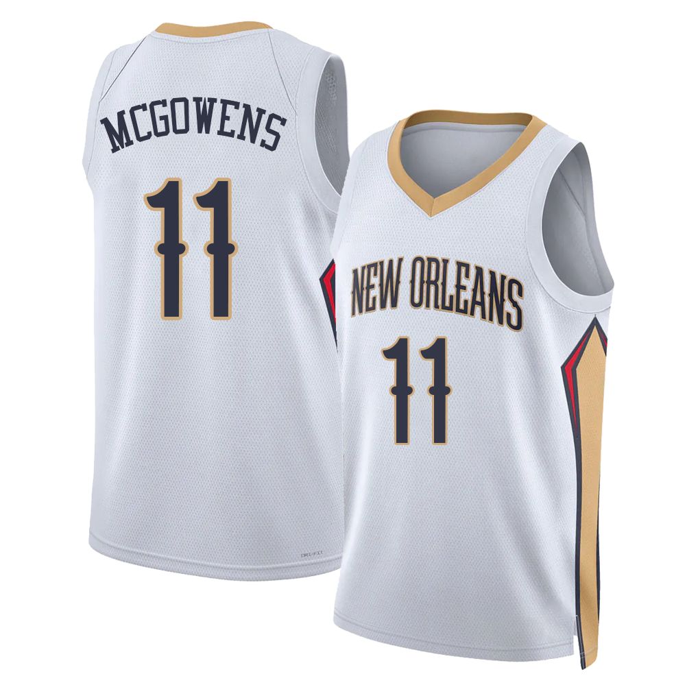 New Orleans #11 McGowens Player Basketball Sleeveless White Jersey Bryce For Adult Youth