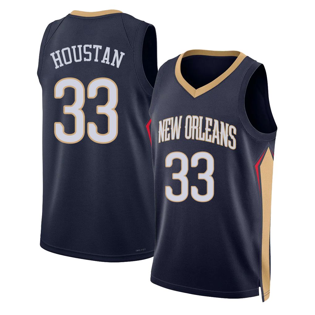 New Orleans #33 Houstan Player Basketball Sleeveless Navy Jersey Caleb For Adult Youth