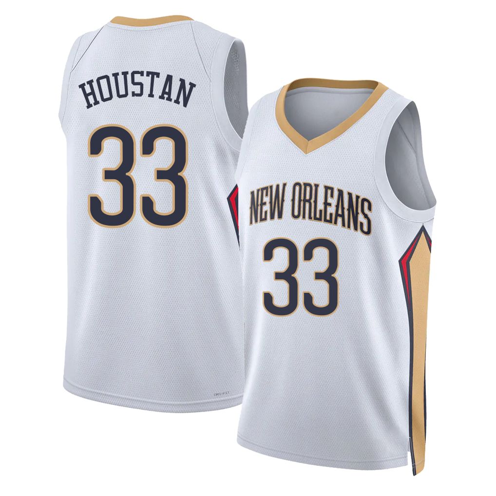 New Orleans #33 Houstan Player Basketball Sleeveless White Jersey Caleb For Adult Youth