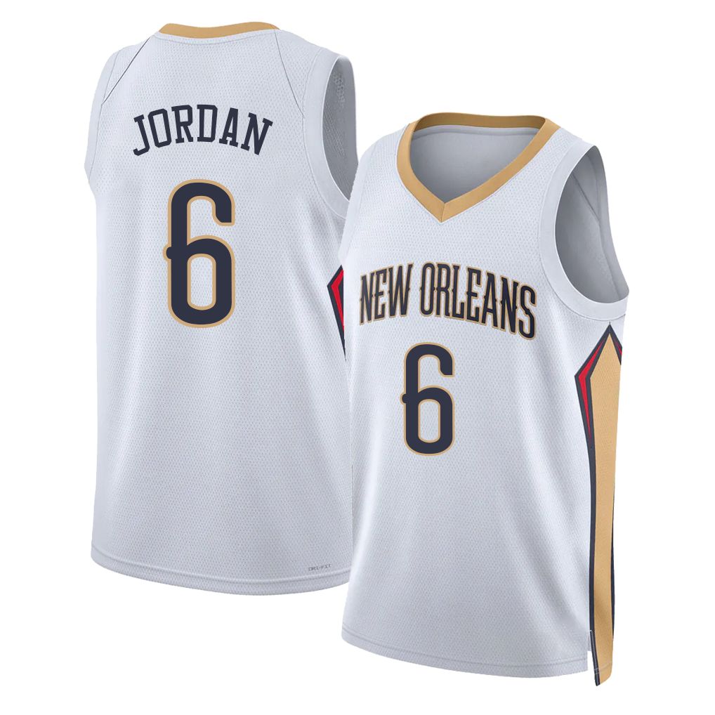 New Orleans #6 Jordan Player Basketball Sleeveless White Jersey DeAndre For Adult Youth