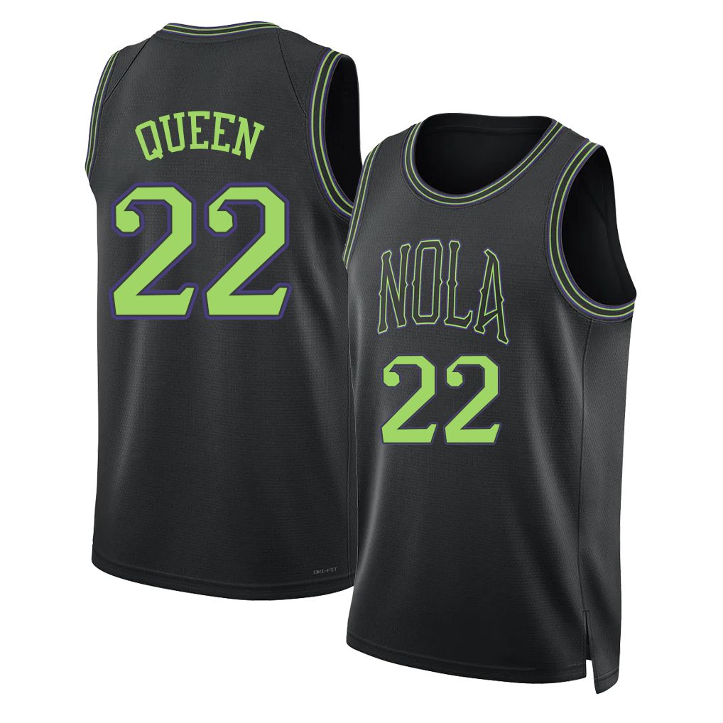 New Orleans #22 Queen Player Basketball Sleeveless Black Jersey Derik For Adult Youth
