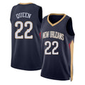 New Orleans #22 Queen Player Basketball Sleeveless Navy Jersey Derik For Adult Youth