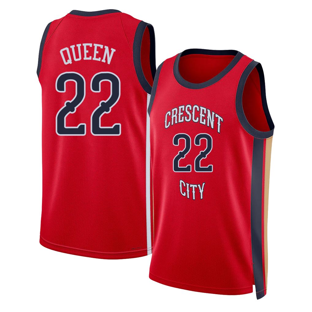 New Orleans #22 Queen Player Basketball Sleeveless Red Jersey Derik For Adult Youth