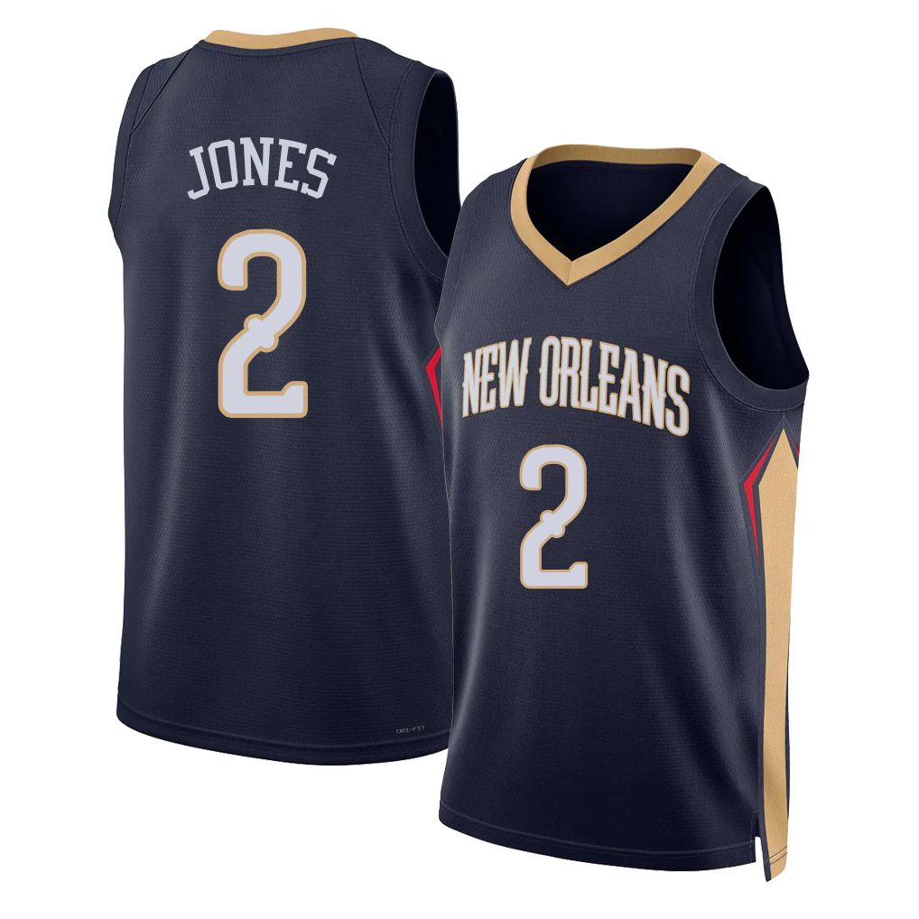 New Orleans #2 Jones Player Basketball Sleeveless Navy Jersey Herbert For Adult Youth