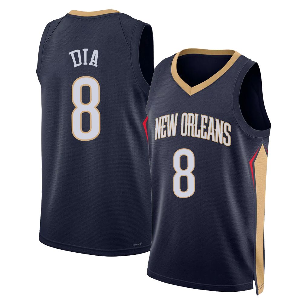 New Orleans #8 Dia Player Basketball Sleeveless Navy Jersey Malik For Adult Youth