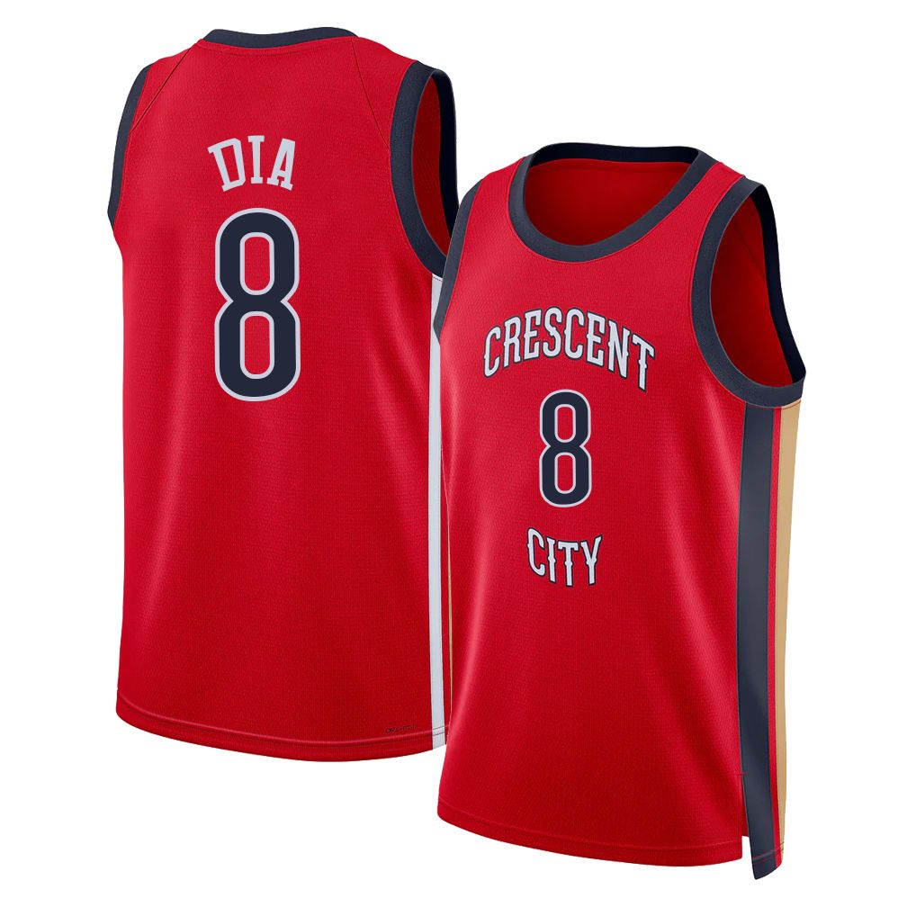 New Orleans #8 Dia Player Basketball Sleeveless Red Jersey Malik For Adult Youth