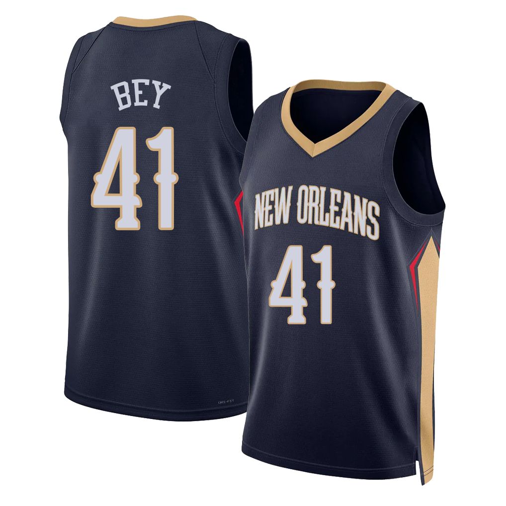 New Orleans #41 Bey Player Basketball Sleeveless Navy Jersey Saddiq For Adult Youth