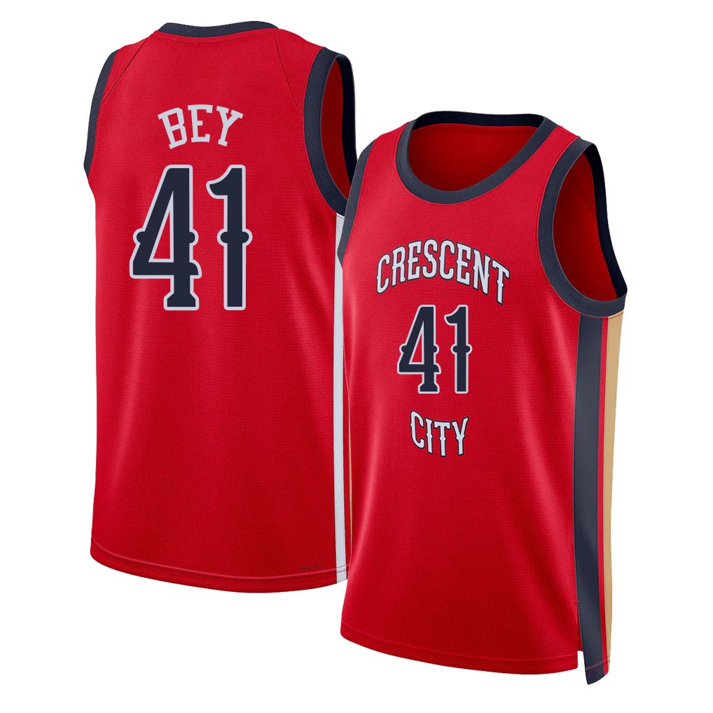 New Orleans #41 Bey Player Basketball Sleeveless Red Jersey Saddiq For Adult Youth