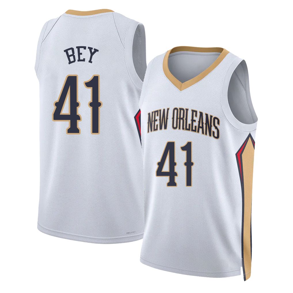 New Orleans #41 Bey Player Basketball Sleeveless White Jersey Saddiq For Adult Youth
