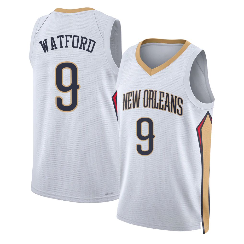 New Orleans #9 Watford Player Basketball Sleeveless White Jersey Trendon For Adult Youth