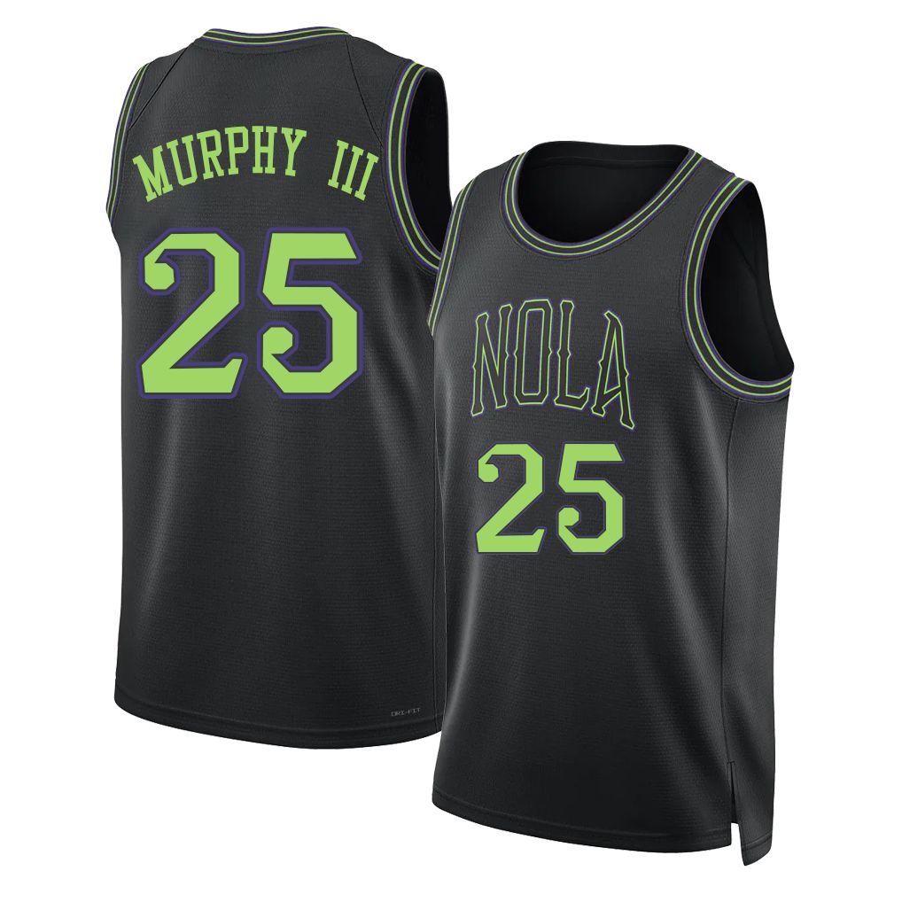 New Orleans #25 Murphy III Player Basketball Sleeveless Black Jersey Trey For Adult Youth