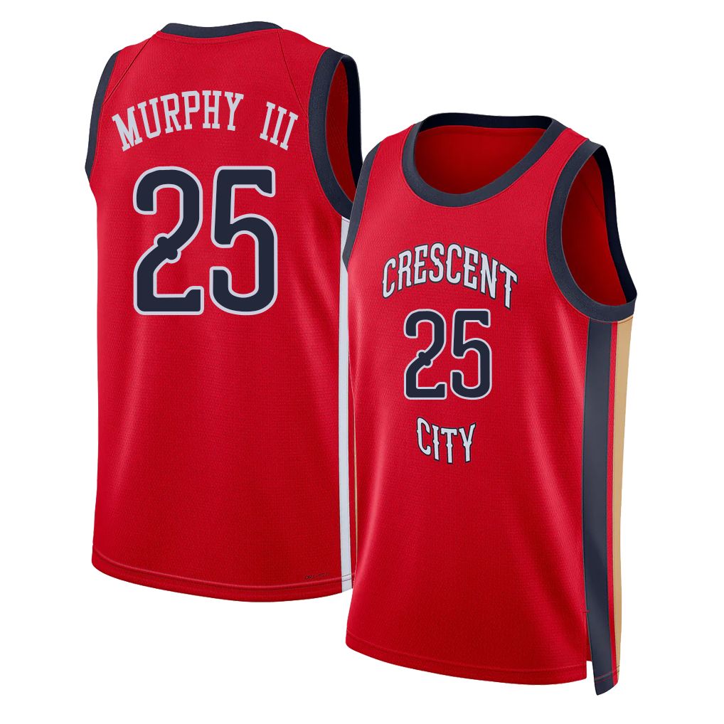 New Orleans #25 Murphy III Player Basketball Sleeveless Red Jersey Trey For Adult Youth