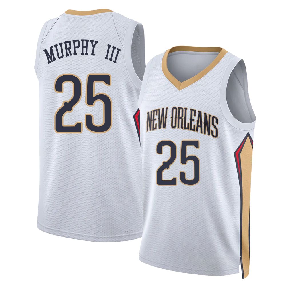 New Orleans #25 Murphy III Player Basketball Sleeveless White Jersey Trey For Adult Youth