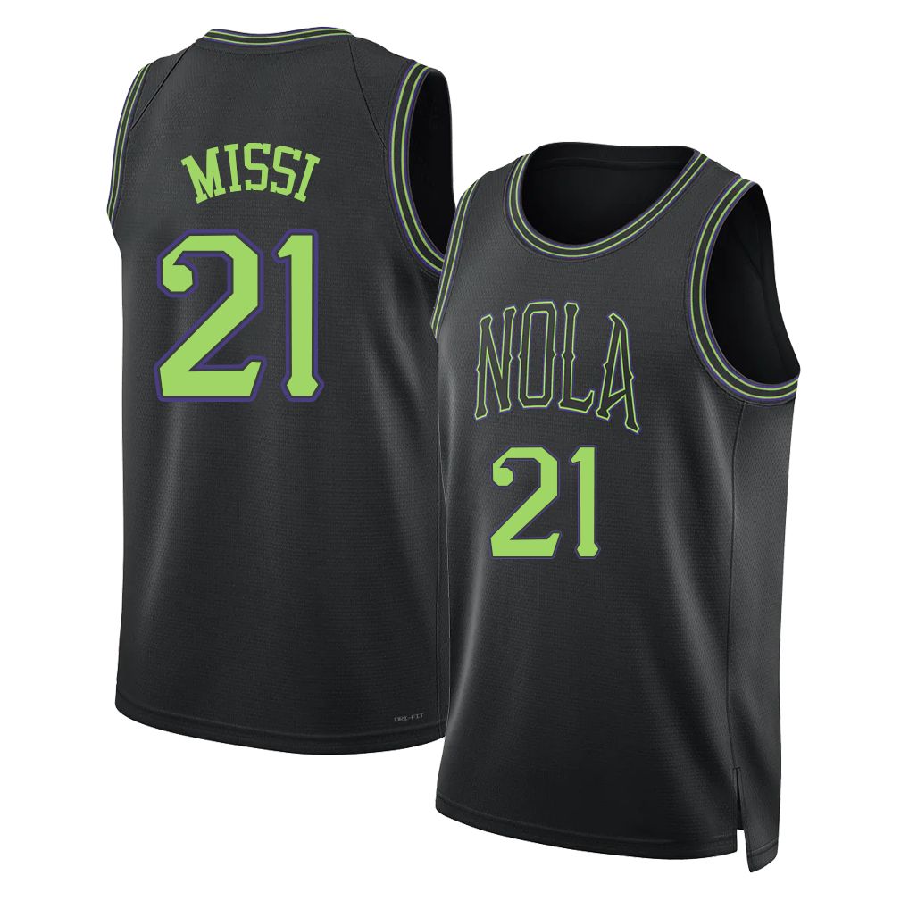 New Orleans #21 Missi Player Basketball Sleeveless Black Jersey Yves For Adult Youth