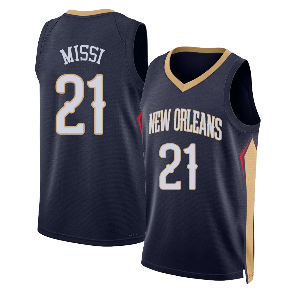 New Orleans #21 Missi Player Basketball Sleeveless Navy Jersey Yves For Adult Youth