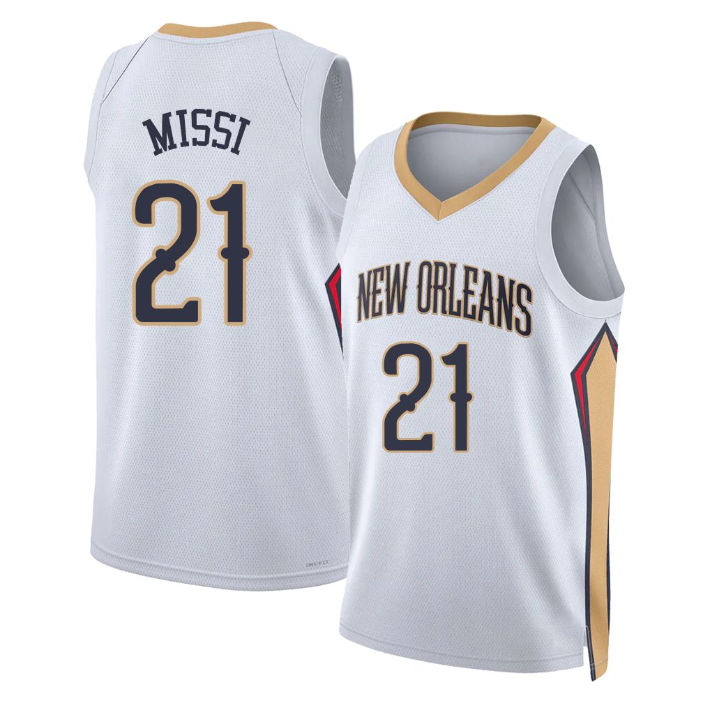 New Orleans #21 Missi Player Basketball Sleeveless White Jersey Yves For Adult Youth