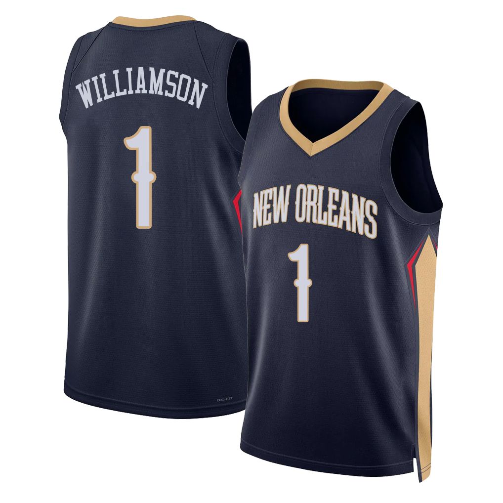 New Orleans #1 Williamson Player Basketball Sleeveless Navy Jersey Zion  For Adult Youth