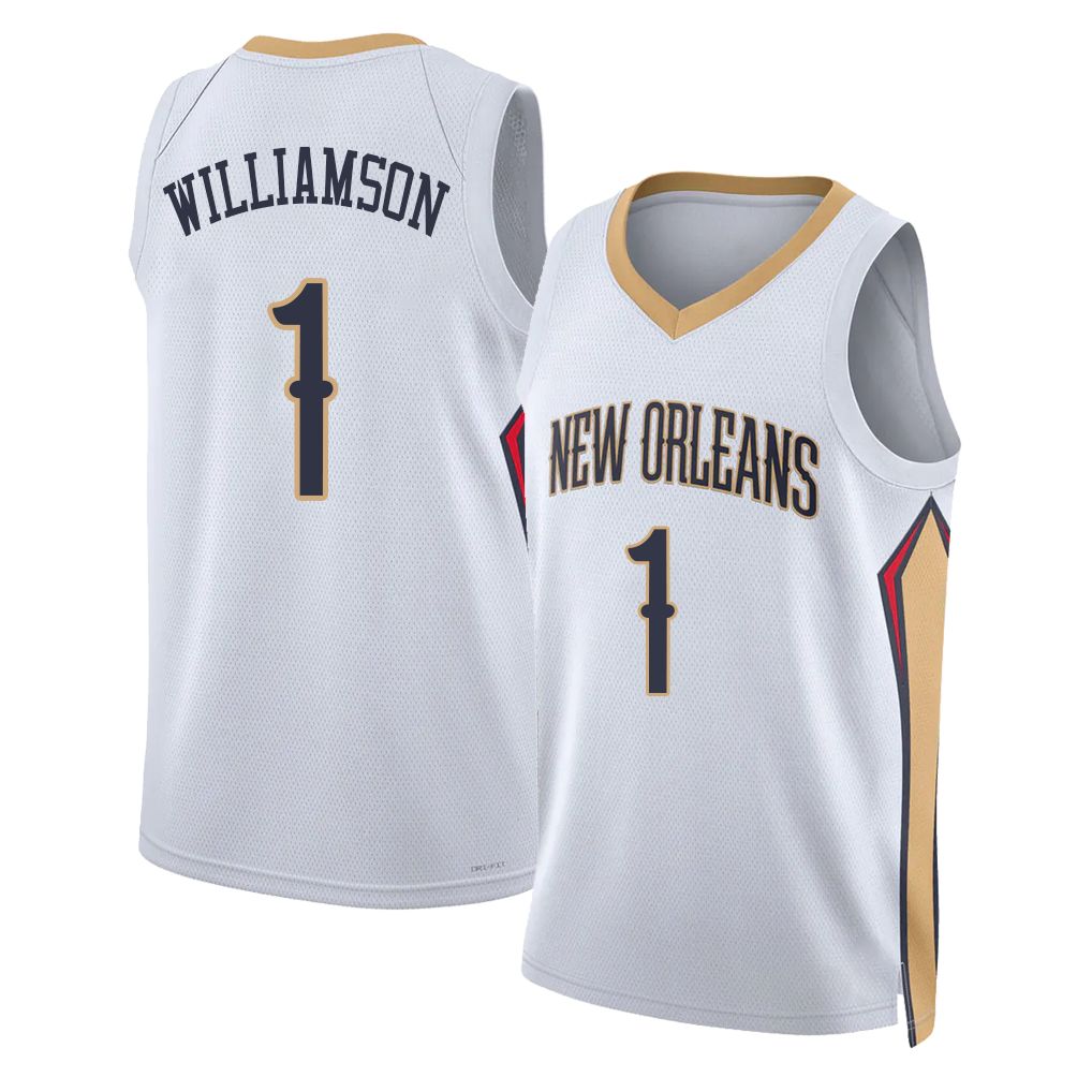 New Orleans #1 Williamson Player Basketball Sleeveless White Jersey Zion For Adult Youth