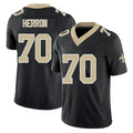 New Orleans #70 Alan Player Football V Neck Short Sleeve Black Jersey Herron For Men Youth Women Gift