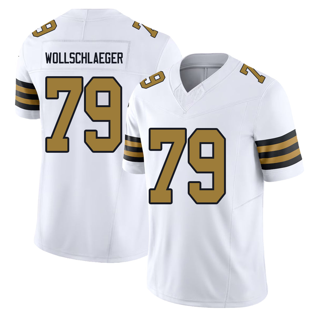 New Orleans #79 Wollschlaeger Player Football V Neck Short Sleeve White Jersey Alex For Men Youth Women Gift