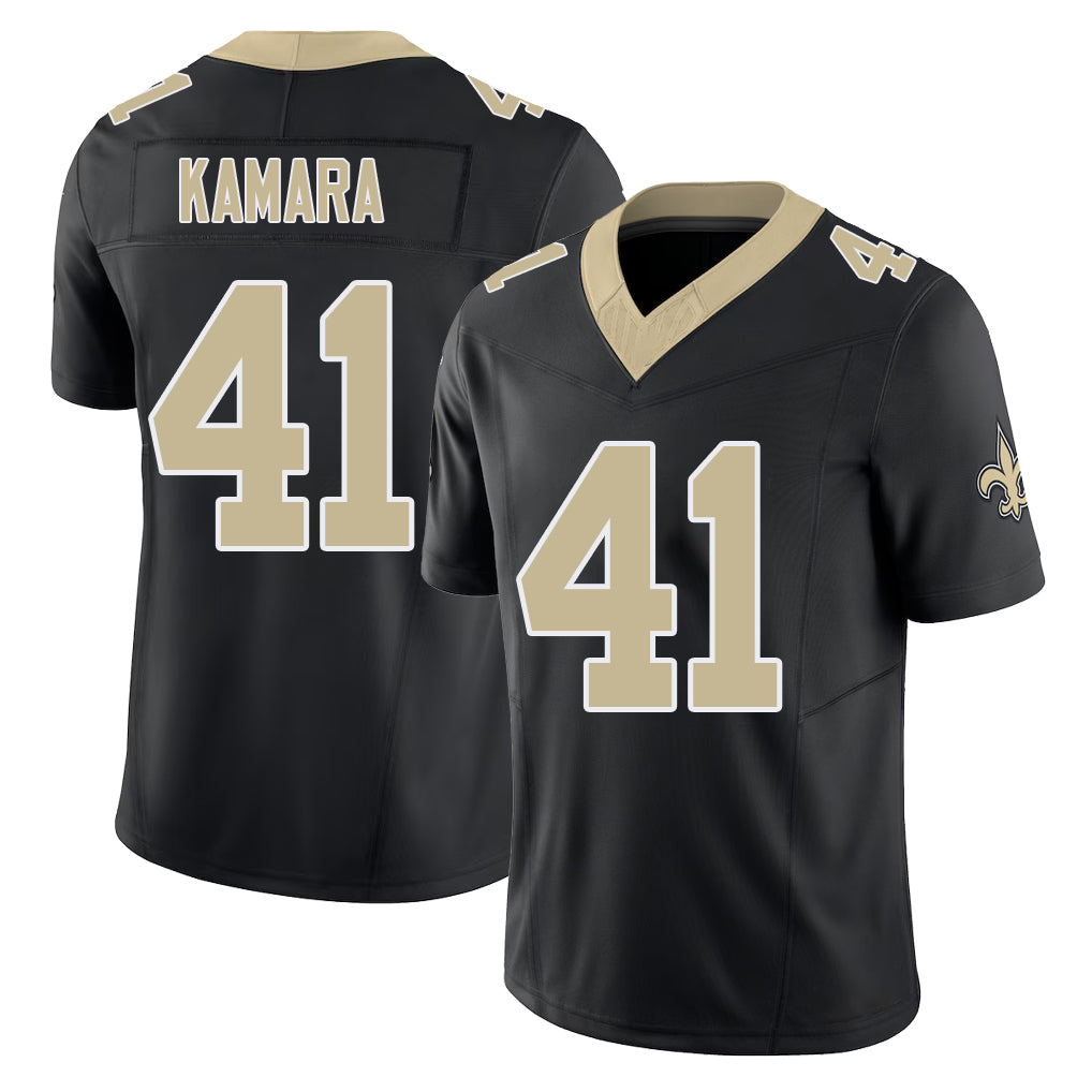 New Orleans #41 Kamara Player Football V Neck Short Sleeve Black Jersey Alvin For Men Youth Women Gift