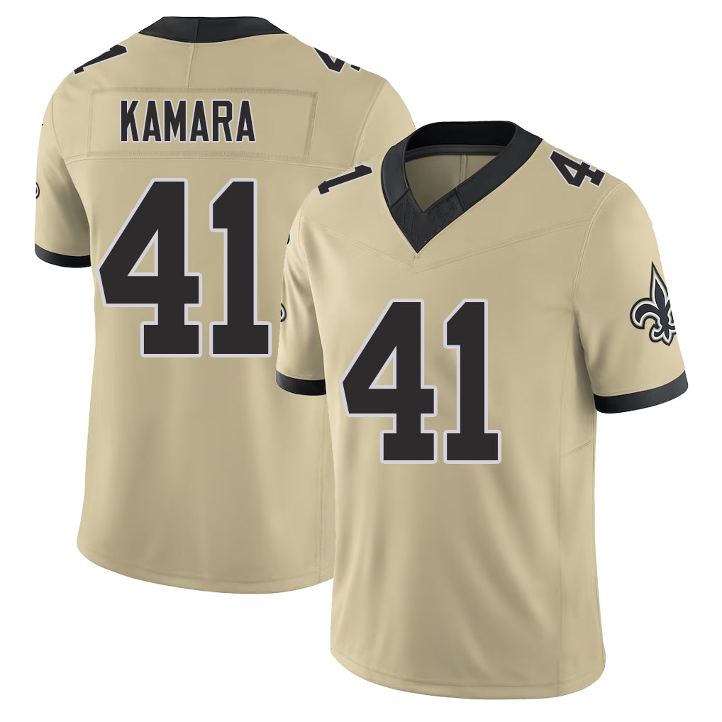 New Orleans #41 Alvin Player Football V Neck Short Sleeve Gold Jersey Kamara For Men Youth Women Gift