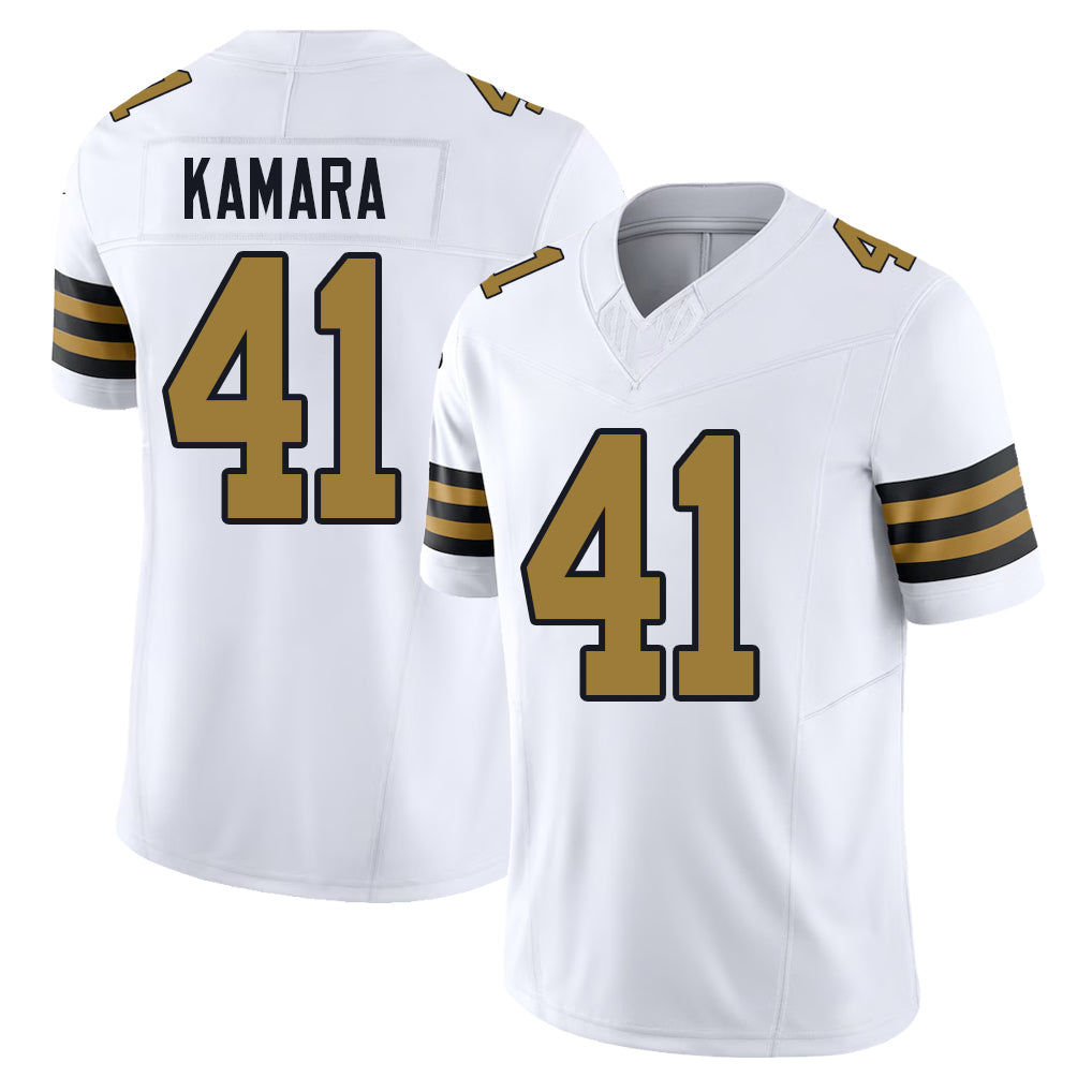 New Orleans #41 Kamara Player Football V Neck Short Sleeve White Jersey Alvin For Men Youth Women Gift