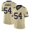 New Orleans #54 Anfernee Player Football V Neck Short Sleeve Gold Jersey Jennings For Men Youth Women Gift