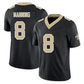 New Orleans #8 Archie Player Football V Neck Short Sleeve Black Jersey Manning For Men Youth Women Gift