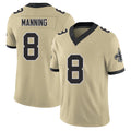 New Orleans #8 Archie Player Football V Neck Short Sleeve Gold Jersey Manning For Men Youth Women Gift