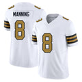 New Orleans #8 Manning Player Football V Neck Short Sleeve White Jersey Archie For Men Youth Women Gift
