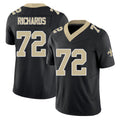 New Orleans #72 Asim Player Football V Neck Short Sleeve Black Jersey Richards For Men Youth Women Gift