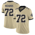 New Orleans #72 Asim Player Football V Neck Short Sleeve Gold Jersey Richards For Men Youth Women Gift