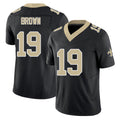 New Orleans #19 Barion Player Football V Neck Short Sleeve Black Jersey Brown For Men Youth Women Gift