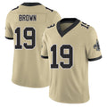 New Orleans #19 Barion Player Football V Neck Short Sleeve Gold Jersey Brown For Men Youth Women Gift