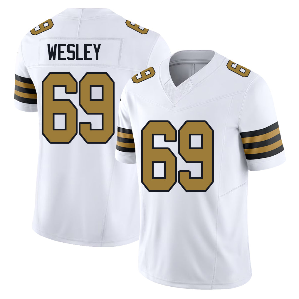 New Orleans #69 Wesley Player Football V Neck Short Sleeve White Jersey Barry For Men Youth Women Gift