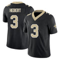 New Orleans #3 Hebert Player Football V Neck Short Sleeve Black Jersey Bobby For Men Youth Women Gift