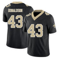New Orleans #43 CJ Player Football V Neck Short Sleeve Black Jersey Donaldson For Men Youth Women Gift