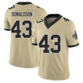 New Orleans #43 CJ Player Football V Neck Short Sleeve Gold Jersey Donaldson For Men Youth Women Gift