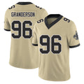 New Orleans #96 Carl Player Football V Neck Short Sleeve Gold Jersey Granderson For Men Youth Women Gift