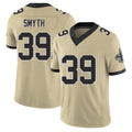 New Orleans #39 Charlie Player Football V Neck Short Sleeve Gold Jersey Smyth For Men Youth Women Gift