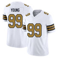 New Orleans #99 Young Player Football V Neck Short Sleeve White Jersey Chase For Men Youth Women Gift