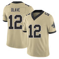 New Orleans #12 Chris Player Football V Neck Short Sleeve Gold Jersey Olave For Men Youth Women Gift